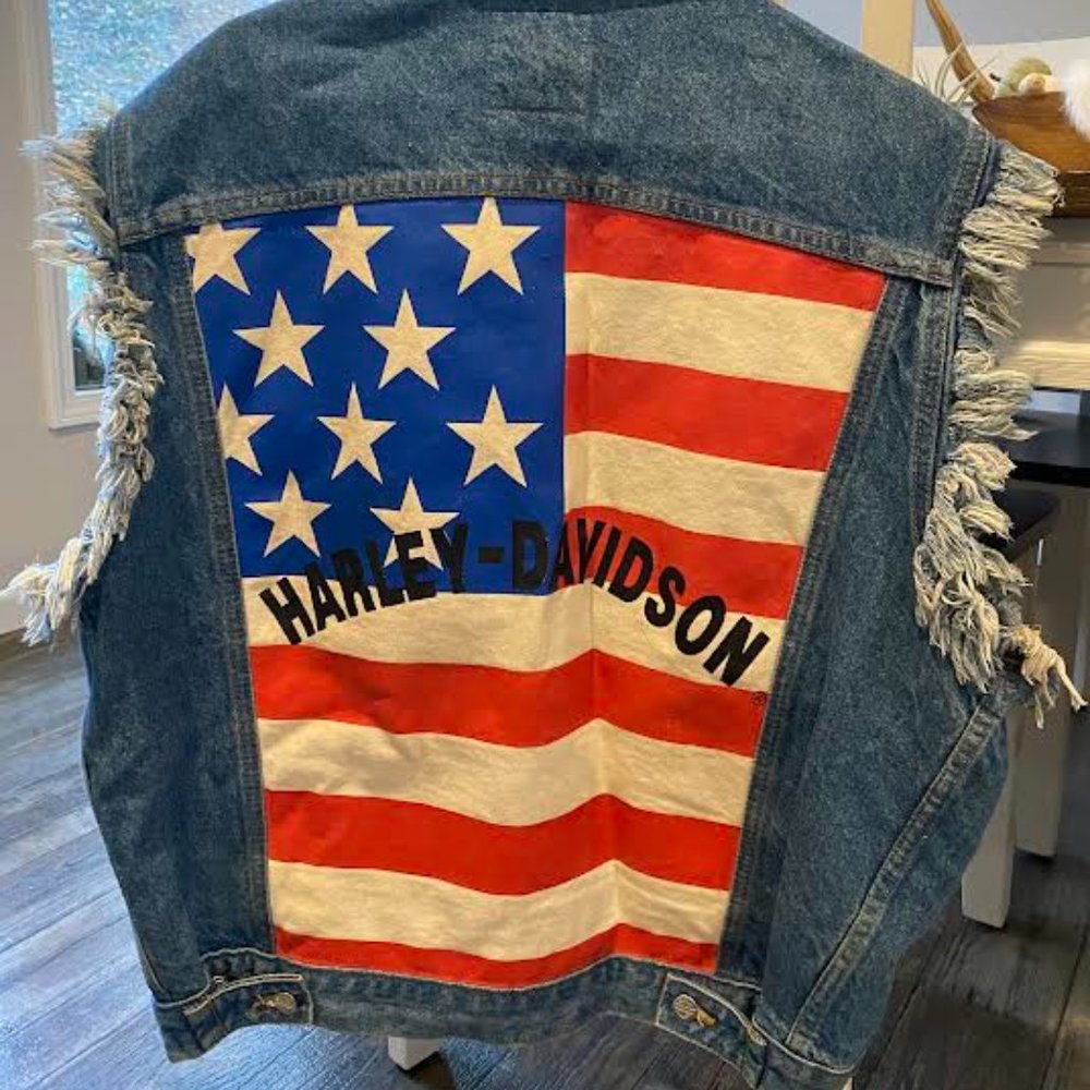 Vintage Biker Blues Harley-Davidson Jean Vest